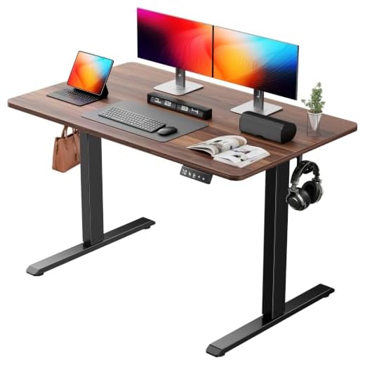 Standing Computer Gaming Office Desk - 48 x 24 Inches Adjustable Stand Up Electric Height Rising Table with Memory Presets for Home Study Writing PC Work, Modern Simple Walking Sit Desk, Easy Assembly