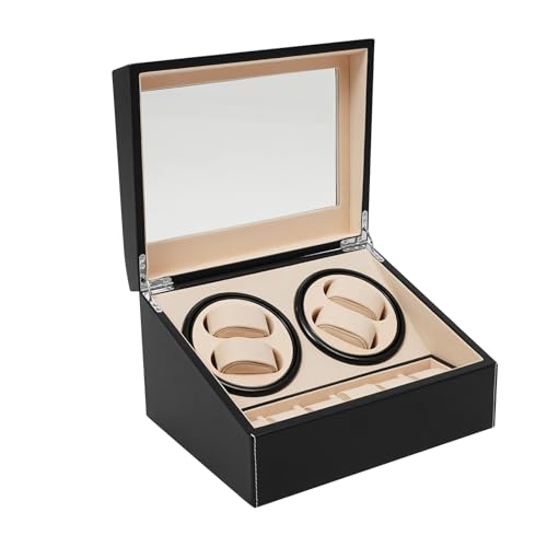 ZENGRICE Boîte à montres, boîte de rangement vintage 4+6, boîte de rangement automatique à rotation, boîtier en bois, design tendance, moteur extrêmement silencieux, parfait pour ranger et présenter