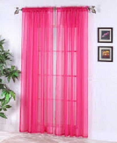 (Nuevo) 2 paneles de gasa de tela transparente cortina cortina cortina cortina de ventana tratamiento 55 pulgadas ancho 84 pulgadas largo (rosa