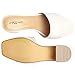 PIZZ ANNU Women's Square Open Toe Heels Sandals Low Block Chunky Heeled Sandal Slip on Mules Comfortable Casual Dress Pumps Shoes, Off White 8.5