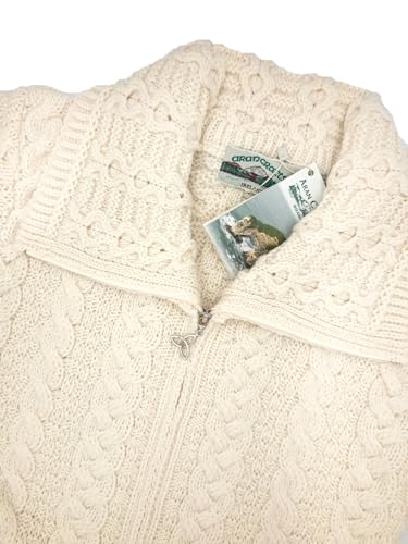 Image of Aran Crafts Irish Women's Double Collar Zip Cardigan (100% Merino Wool)