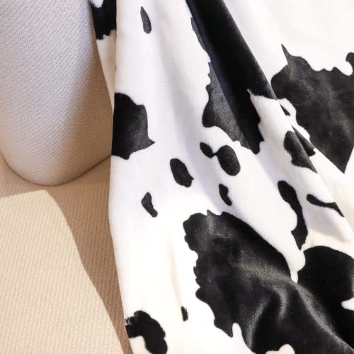 Cow Print Blanket Warm Plush Cute Black Cow Throw Blanket Soft Fleece Flannel Lightweight Throw Blankets Sofa Couch Bed Travel Cow Bedding Room Decor For Kids Teens Adults 40"X50" #TOP2