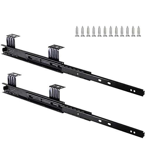 SAGIDAR Guia Corredera Cajon 240/290mm, Guías para Bandejas Porta-teclados, Rieles Telescopicos Desmontable, 1 Par Riel De Cajón con Rodamiento De Bolas, Montaje Bajo El Escritorio