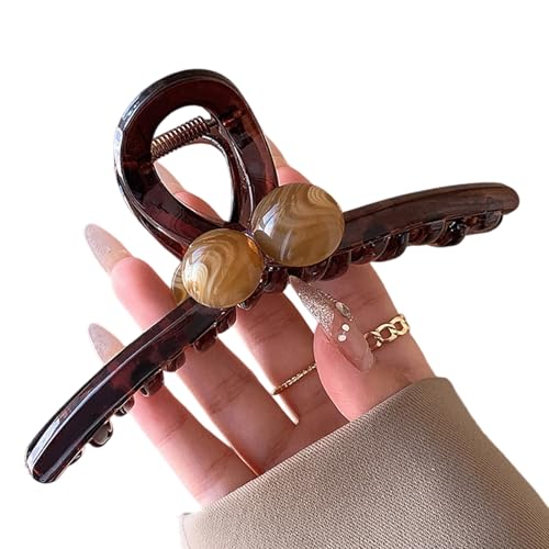 ヘアクリップ 大きめ しっかりとまる クリップ バンス ヘアアクセサリー お風呂 大人向け 韓風 シンプル バナナ オフィス レディース 可愛い 髪留め 髪飾り PC樹脂 軽量 毛量多い方に ブラウン