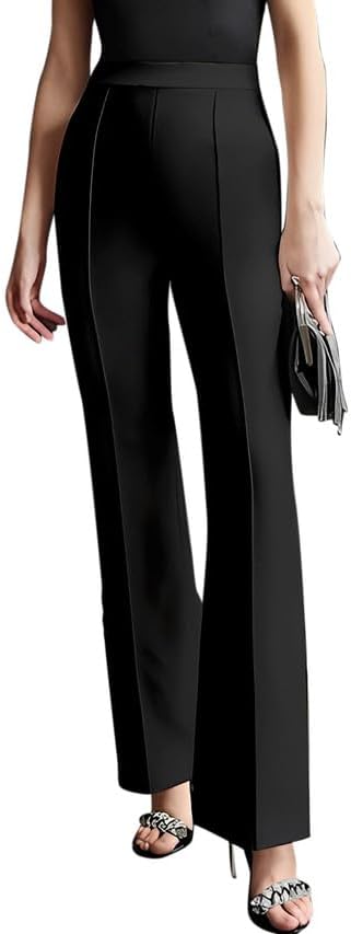 SIRILWomen Regular Fit Lycra Trousers Women's High-Waisted Pant | Casual Office Straight Leg Trouser