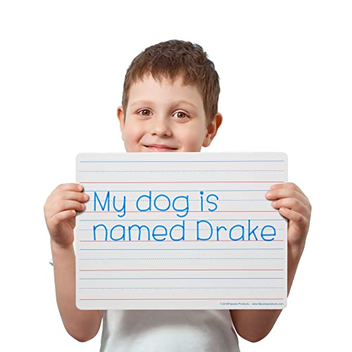 Flipside Two-Sided Red And Blue Ruled Dry Erase Board, 12 X 9, Ruled White Front/Unruled White Back, 12/Pack #TOP3