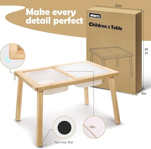 Image of wingyz Kids Table for Play Study Dining Toys Storage, Sensory Tables for Toddler, Activity Table with Storage Bins Birthday Gifts for Boys and Girls