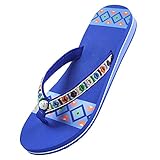 HAKLAKY Hausschuhe Fashion Damen Flip Flops Sandalen Sommer Outdoor-Strand-Schuhe Flache beiläufige Slippers Dusche Schuhe Naturkautschuk Sommerpantoffeln (Color : Blue, Size : 4.5#)