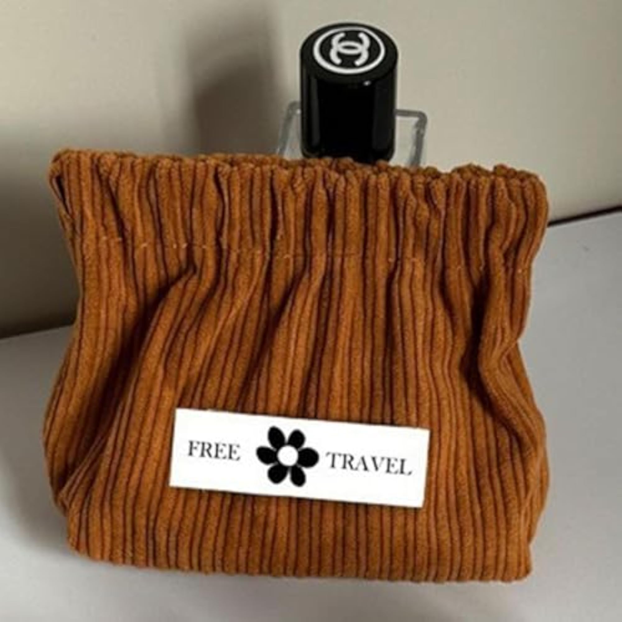 8 Pieces Corduroy Storage Bag Self Closing Makeup Pouch