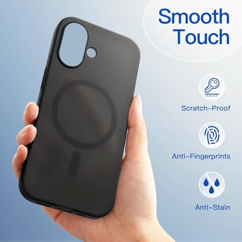 Image of DIZORO Matte Case for iPhone 17 6.3-Inch Compatible with MagSafe, Camera Lens Full Protection, Shockproof Translucent Frosted TPU Soft Phone Cover, Anti-Fingerprint (Black)