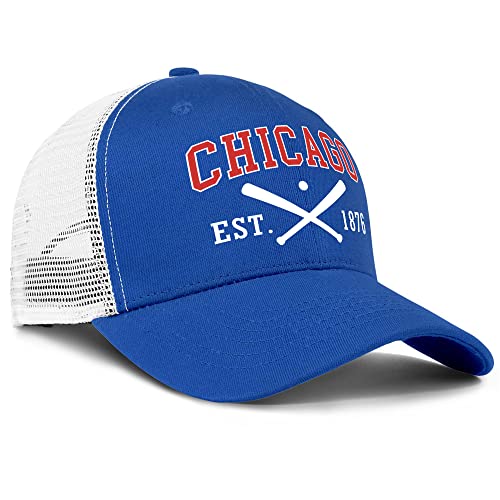 Chicago Hat Men Women Embroidered Mesh Trucker Hat Adjustable Youth Baseball Cap Dad Hats Sport Fan Apparel Gifts Blue #TOP2