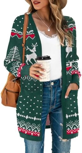 TASAMO Women's Kimono Cardigan Long Sleeve Open Front Casual Knit Sweaters Coat Oversized Soft Outwear with Pockets