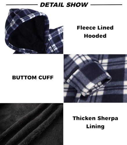 Image of LeeHanTon Mens Flannel Jackets Sherpa Lined Fleece Zip Up Winter Warm Workout Plaid Sweatshirt with Hood
