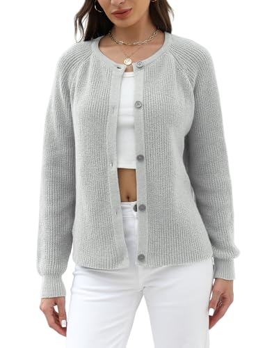 ZAFUL Women's 2025 Spring Fall Cropped Cardigan Lightweight Long Sleeve Knit Outerwear Daily Office Wear Trendy Y2K Crop Top Grey