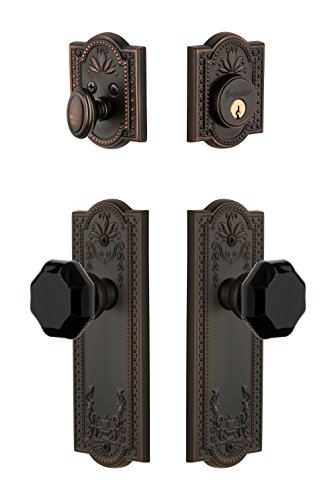 Grandeur Hardware 851365 Parthenon Plate with Lyon Knob and Matching Deadbolt Combo Pack, Backset Size: 2.375