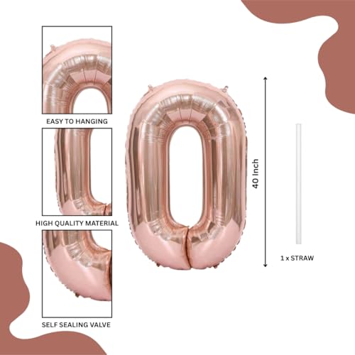 Image of Wanna Party Numerical 0 Rose Gold Balloon for Birthday and Anniversary Party (Gold)