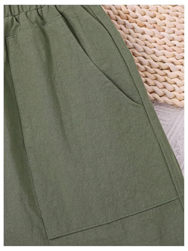 RoseSeek Pacote com 2 shorts femininos de cintura alta elástica casual perna reta shorts de verão co