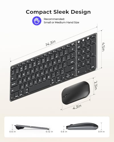 Wireless Bluetooth Keyboard and Mouse for Mac, Multi-Device Rechargeable Slim Keyboard and Mouse Stainless Steel Full Size, Compatible with MacBook Pro/Air, iPad, Mac