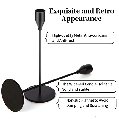 Oatnauxil Matte Black Candle Holders Black Candlestick Holders Metal Candle Holder For Wedding, Dinning, Party, Fits 3/4 Inch Thick Candle&Led Candles (Set Of 3 Pcs) #TOP2
