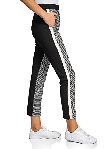 Preisvergleich Produktbild oodji Ultra Damen Eng Zulaufende Hose mit Seitenstreifen, Schwarz, 38