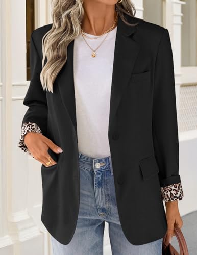 ZESICA Women's Fall Business Casual Blazers 2025 Long Sleeve Lapel Open Front Button Work Blazer Jackets with Pockets3