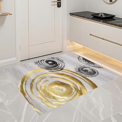 Tapis chambre adolescent moderne 120x200cm jaune gris salon