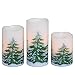 DRomance Flameless Flickering Candles Battery Operated with 6 Hour Timer, Set of 3 Real Wax LED Pillar Candles Warm Light Christmas Decoration Candles(Christmas Tree Decal, 3 x 4,5,6 Inches)