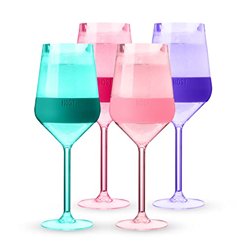 Host Wine Freeze Double-Walled Stemmed Wine Glasses Freezer Cooling Cups With Active Cooling Gel And Insulated Silicone Grip, 6.5 Oz Plastic Tumblers, Tinted, Set Of 4 #TOP10