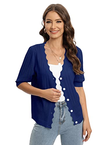 Image of Womens Cropped Cardigan Knit Shrugs for Dresses Tops V Neck Button Down Cardigans Sweaters