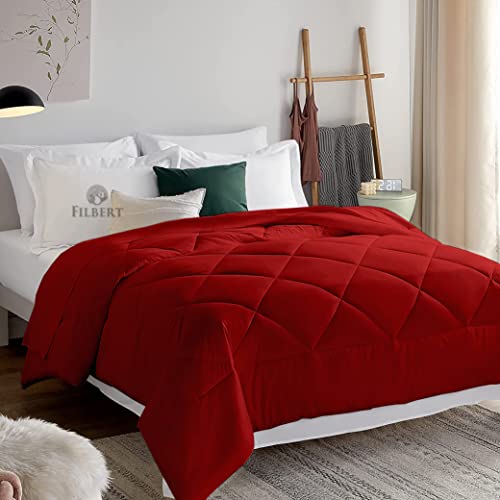 Image of Filbert Microfiber 250 GSM Diamond Stitch Double Bed Comforter Blanket for All Season Light Weight (92 inch x 106 inch Inches /233cm x 269cm) - Comforter King Size|Burgundy