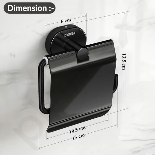 Image of Plantex J4 Stainless Steel Toilet Paper Holder for Bathroom /Tissue Holder for Washroom /Toilet roll Holder for Wall Mounted /Bathroom Accessories (PVD Black Finish) Onix