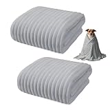 HMCEY 2 Piezas Manta para Perros y Gatos 45 X 65 CM,Manta Sofa Animales,Animal Blanket,Mantita Suave para Mascotas Reversible,Mullida Mantas Cálidas Lavable para Cama, Protege Muebles - Gris Claro