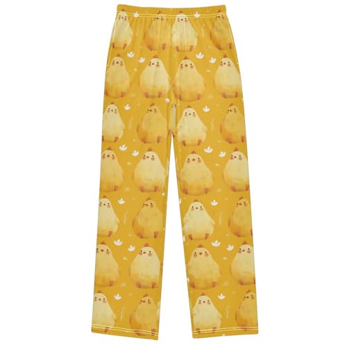 Boy's Pants Yellow Fat Chick Jogger Pants Elastic Waist Long Bottoms Trousers with Pockets 6-14 Years
