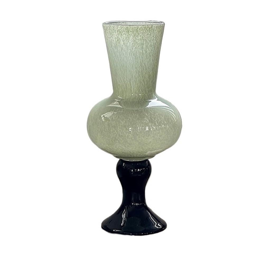 B3f7m4r9j2 Natural Vase Vintage High Footed Glass Vase Narrow Mouth Wide Belly Floral Arranger For Dining Table Desk Entryway(Natural)