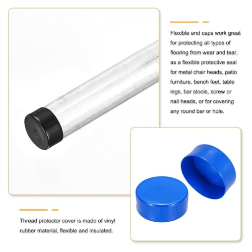 Image of uxcell 2pcs Rubber End Caps 130mm(5 1 /8 Inch) ID x 80mm(3 1 /8 Inch) H Vinyl Round Tube Bolt Cap Cover Screw Thread Protectors Blue