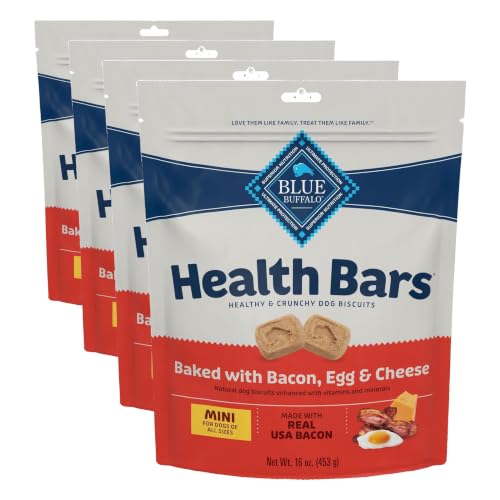 Image of Blue Buffalo Health Bars Bacon Egg & Cheese Mini Dog Biscuits, 1 Pound (Pack of 4)