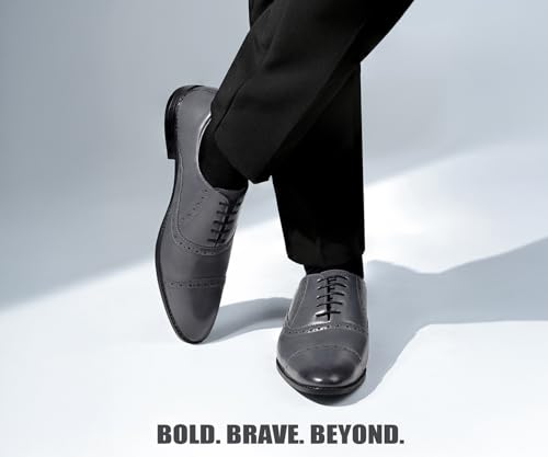 Image of LOUIS STITCH Men's Formal Lace-up Oxford Shoes for Men | Solid Design | Ideal for Formal, Business Casual, and Parties (LSRG OX)