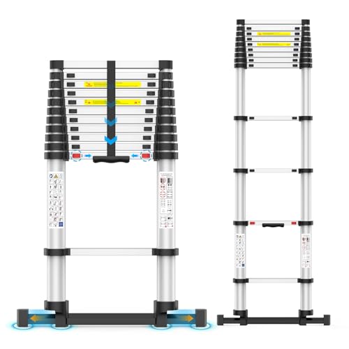 15.5ft Telescoping Ladder with Bottom Stabilizers