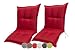 Produktbild sunnypillow Stuhlauflagen Niedriglehner 100 x 50 (2er Set) - Gartenstuhlauflage Extra Dicke 9 cm - Auflage für Gartenmöbel UV-Lichtecht, Wasserdicht - Outdoor Stuhlkissen für Gartenliegen - Rot