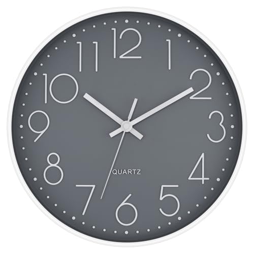Foxtop Reloj de Pared radiocontrolado por Radio, 30 cm, silencioso y silencioso, Esfera Grande, analógico, sin tictac, para Cocina, salón, baño, señal inalámbrica DCF, diseño Moderno, Color Blanco y