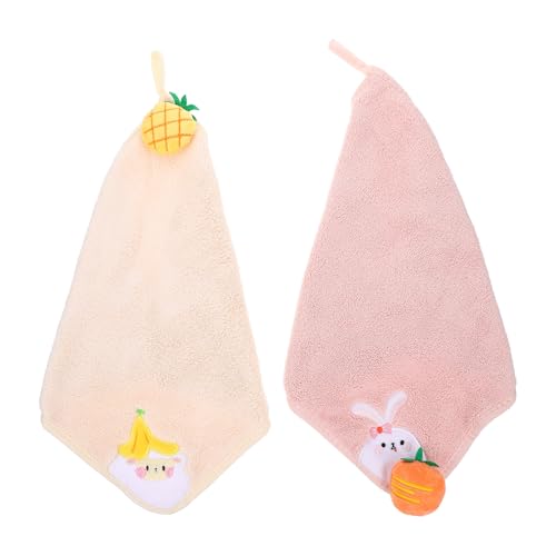 SOESFOUFU 2piezas Toallas de Mano de Coral de Absorbentes Secado Rápido de Decorativas para Cocina y Baño Colores Rosa y Beige Lavables y Reutilizables