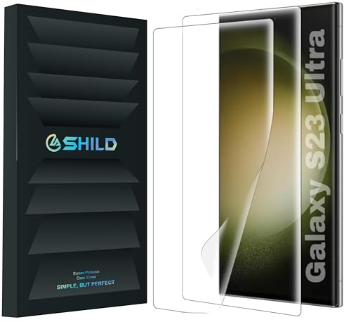 Image of SHILD Silicone - (2 Pack Full Screen Protector Guard For Samsung S23 Ultra (6.8-inch Screen Size) | Transparent Screen Guard For Galaxy S23 Ultra Fingerprint Support /S PEN Compatible /HD