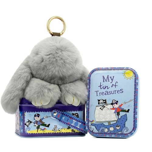Bunny Keychain with Tin– 5.8' Soft Plush Handmade Charm, 16 Colors – Fun Graduation Gift & Stylish Summer Bag Accessory