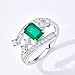 Engagement Ring with Wedding Band Green Wedding Band 18K White Gold Silver Geometric with Emerald and Diamond Size Solid Not Plated Fashion for Ladies New Year
