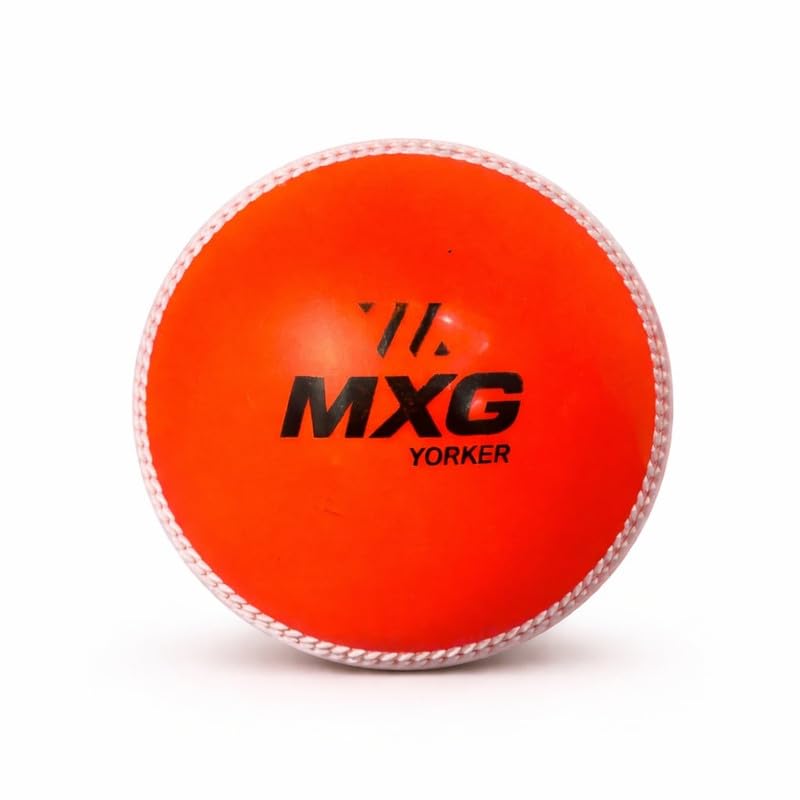 Image of MXG Yorker I-10 Cricket Ball | Heavy Bounce Ball for Street, Ground, Practice, Training & Matches (Orange, Pack of 1)