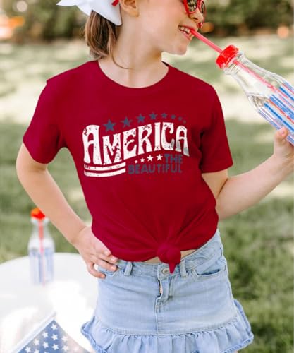 CM C&M WODRO Kid America T-Shirt Patriotic Tee for Boys and Girls Unisex 4th of July Shirt Tops Size 7-13 Years3