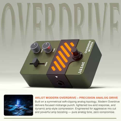 Image of AKLOT Modern Overdrive Guitar Pedal: From Light Breakup to Rich Saturated Drive, Dynamic Touch-Responsive Overdrive, Gain & Tone Controls, Mini Electric Guitar Pedal with True Bypass, NEON Torque