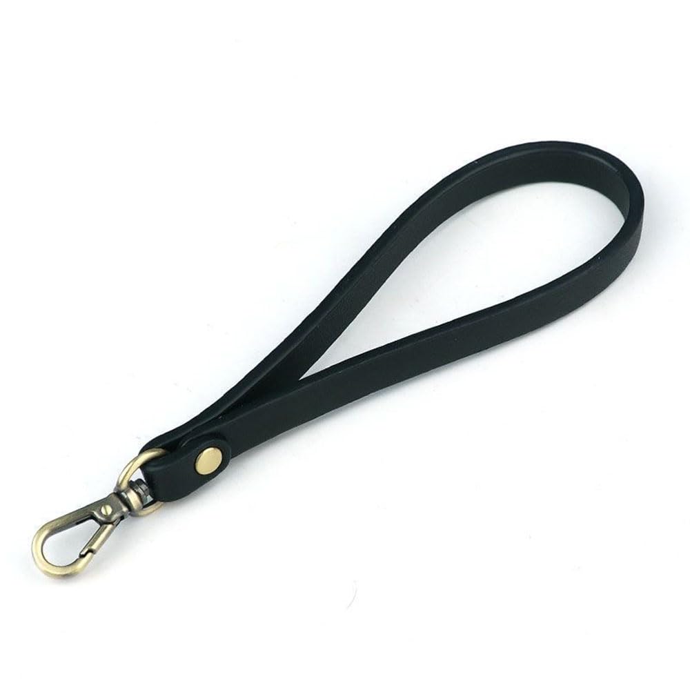 Globellapro 1Pcs Faux Leather Wristlet Strap Leather Wrist Lanyard Replacement Wrist Strap with Bronze Clasp for Clutch Wallet Keychain Bag Accessories Black