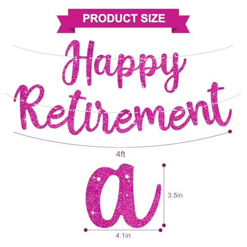 Image of BEISHIDA Pre-Strung Hot Pink Happy Retirement Banner Party Decoration