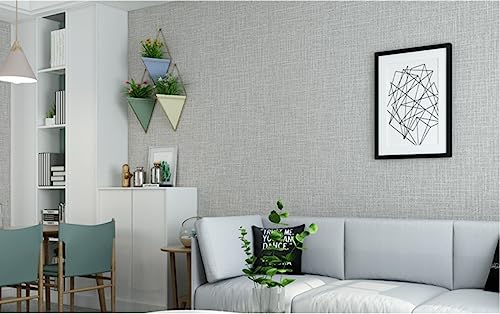 Papier peint intissé gris clair 3D salon et chambre rouleau uni 0,53x9,5m